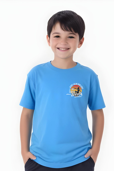 YA KO KİDS Tricou cu mânecă scurtă pentru băiat cu imprimeu Keep Soccer