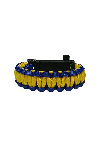 Gorgeous Unisex Yellow Navy Blue Paracord Bracelet & Blade Compass - Magnesium Stick