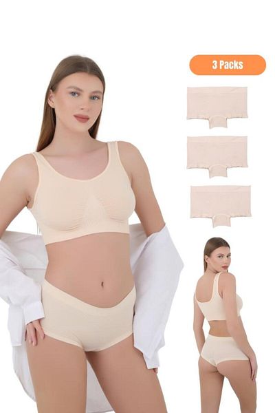 CNT Chiloți brazilian din microfibră pentru femei - Set de 3 (negru, alb, culoare nud)