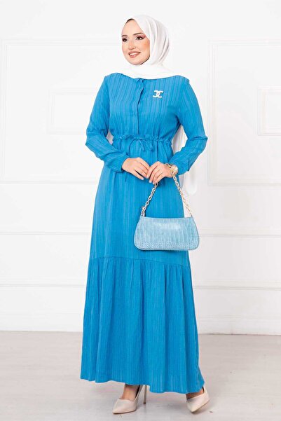 EBRUTESETTÜR Half Button Waist Drawstring Dress