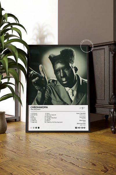House Gorgeous Tyler The Creator Chromakopia Album Poster Spotify cu design album fără cadru