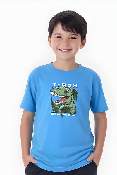 YA KO KİDS Tricou cu mânecă scurtă pentru băiat cu imprimeu dinozaur