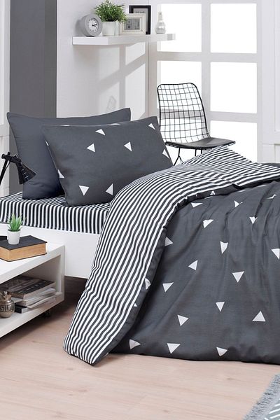 Eponj Home Γκρι Σετ Παπλωματοθήκης Easy-Iron