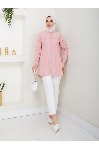 ASMİN Stone Detailed Collar - Summer Tunic Asm218