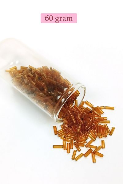 STUMBANNG Long Tube Cutting Beads Diameter 2mm Length 10mm - 60 Grams - Clear Gold - Bnc293