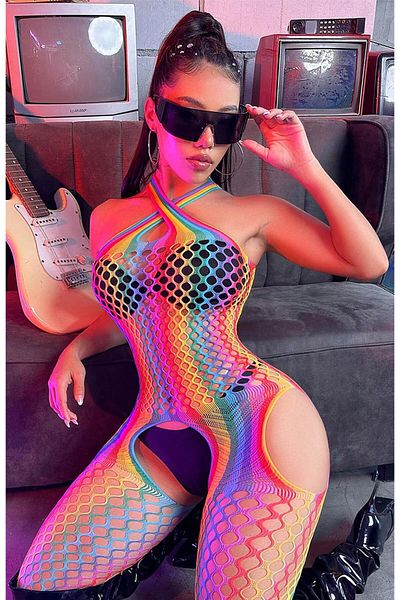 DoDe Flora Women's Colorful Special Production Halter Body Stocking Cansoy - 4590