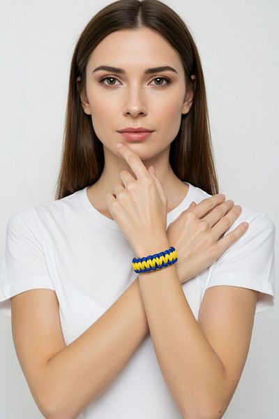 Gorgeous Unisex Yellow Navy Blue Paracord Bracelet & Blade Compass - Magnesium Stick