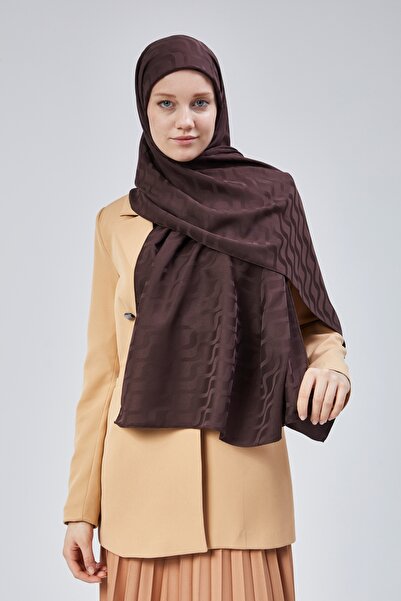 Chic Woman Denim İpeksi Jakar Şal Su Yolu Desen