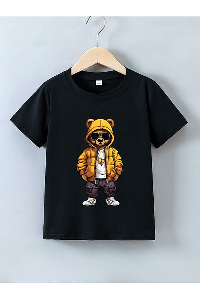 Let's Wear Тениска с кръгло деколте с щампа Bear Rap за момчета