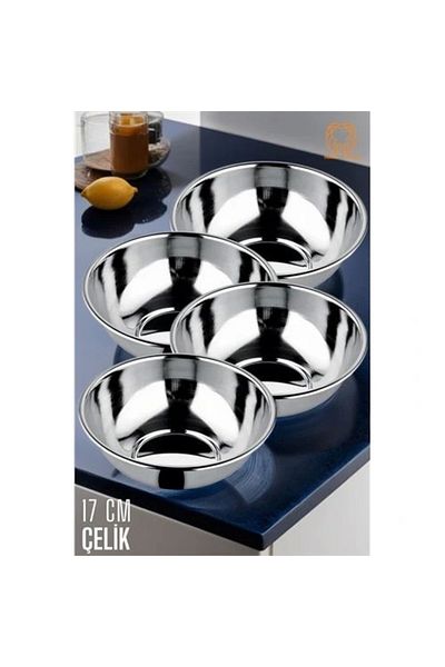 ZUHUDİ Stainless Steel Food and Soup Bowl Set of 4