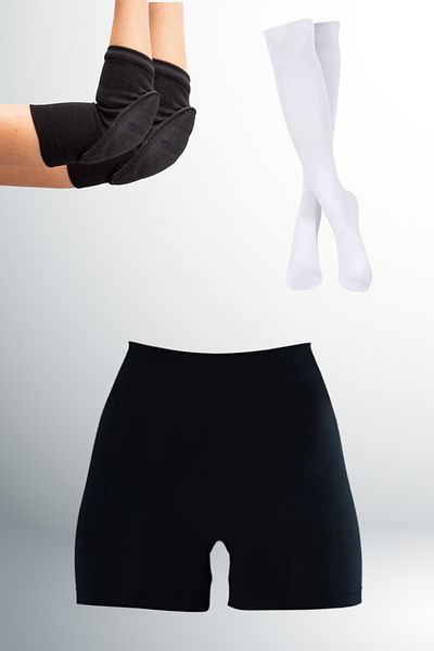 Sirius Sportswear 13 Pieces Volleyball Gift Set - Knee Pads, Elbow Braces, Ellik & Mini Shorts Anti-Slip Socks