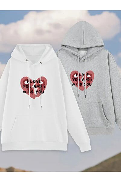 npLStore Unisex draga, nedostaješ mi Štampano Oversize kroj Sa kapuljačom duk...