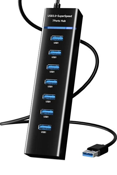 The Wlue USB 3.0 High Speed 7 Port USB Çoklayıcı 5GBPS HUB 1.2 Metre Kablo
