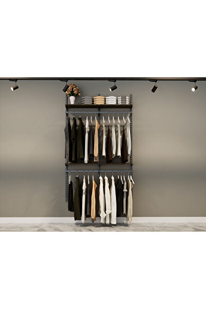 AYYILDIZ RAF İkili Dekoratif Gardrop Raf Sistemi & Duvara Monte Giyim Odası Raf Sistemi