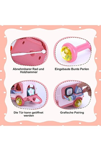 Magicway Eğitici Bul Tak Işıklı ve Müzikli Otobüs İnce Motor Kas Geliştirme Beyin Zihin Gelişimi (17x35x18cm)