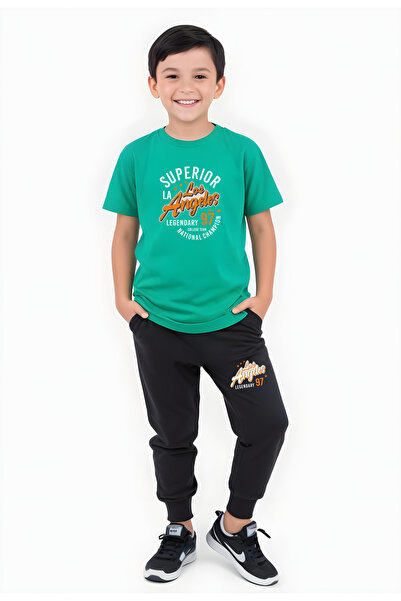 panios kids Костюм для хлопчиків з принтом Лос-Анджелеса з подвійною кишенею ...