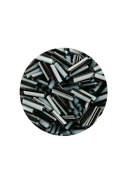 STUMBANNG Long Tube Cutting Beads Diameter 2mm Length 10mm - 60 Grams - Black White - Bnc290
