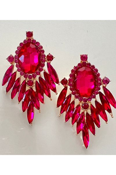 tones official Stone Wedding/Engagement/Henna Night Fuchsia -Pink Earrings