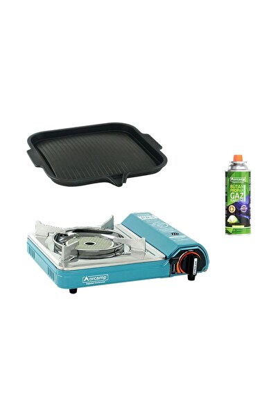 Orcamp Seramik Pro Kamp Ocak Mavi CK-508+Izgara Tava CK-505-1+1 Adet Kartuş K...