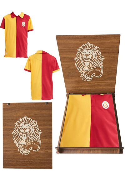 Galatasaray Match Day Unisex Kids Polo Shirt - Licensed, Lion Wooden Box