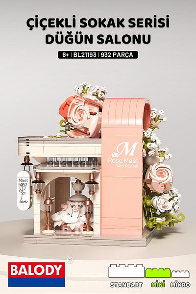 balody Flowery Street Series – Wedding Hall (Bl21193) – Mini Block Building Toys Set
