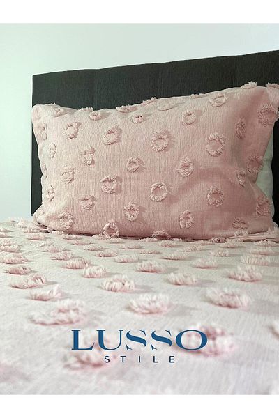lusso stile Pompom Single Piece Set - Powder 180X250 and 1 Pillow Single