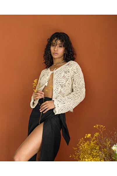 Miss Allos Жіночий кардиган з гупрі та зав'язкою спереду