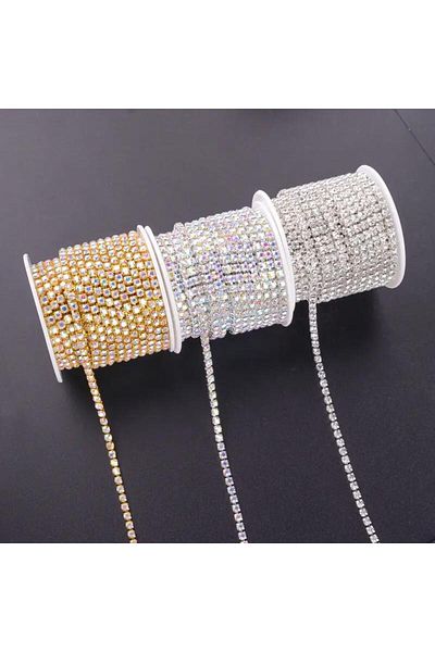 SavBrand Beyoglu Crystal Stone Decorations , Transparent Beaded Chain for Wedding Party Decor, Clothes Decoration