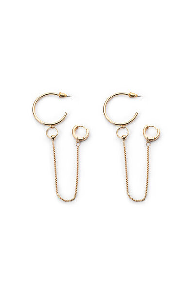 Twist ZİNCİRLİ ÇİFT PIERCING KÜPE