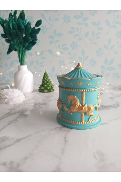 Home Turquoise Jewelry Box with Carousel Lid