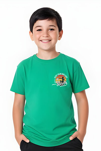 YA KO KİDS Tricou cu mânecă scurtă pentru băiat cu imprimeu Keep Soccer