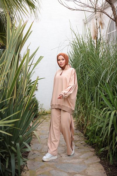 Wovi Moda Σετ αθλητικής φόρμας Hijab - Γιακάς με φερμουάρ, Γυναικείο
