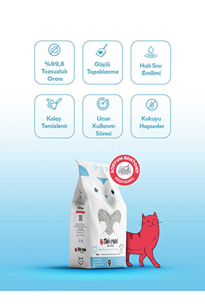 Toi Moi 2’li Avantaj Paketi Topaklanan,tozsuz,hijyenik Marsilya Sabunlu Bentonit Kedi Kumu 2x5lt