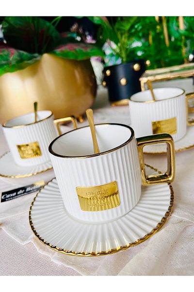 CASA DE BELLA Gold Daisy 6-Person Porcelain Teacup 195ml