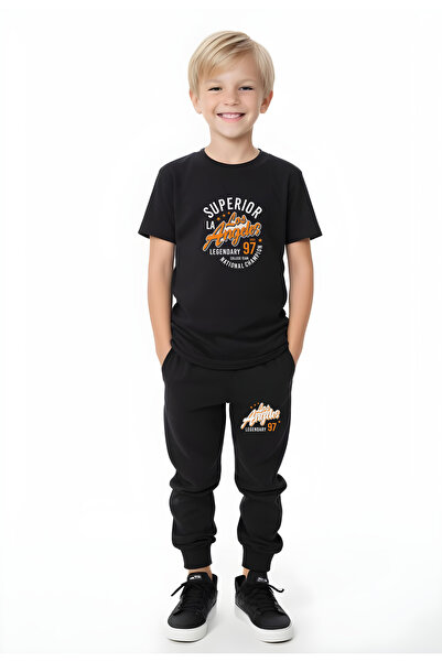 panios kids Костюм для хлопчиків з принтом Лос-Анджелеса з подвійною кишенею ...