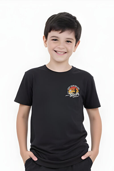 YA KO KİDS Tricou cu mânecă scurtă pentru băiat cu imprimeu Keep Soccer