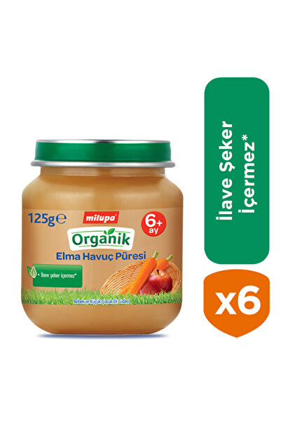 Milupa Organik Elma Havuç Püresi 125 GR x6
