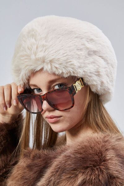 peluscum Peluş KALPAK ŞAPKA Suni Kürk Kışlık Kadın Şapkası