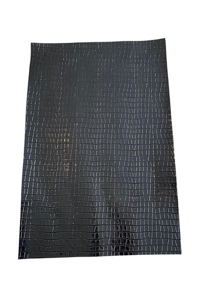 DERİONLİNE Μέγεθος Α4 Μαύρο Crocodile Printed Real Leather Hobby
