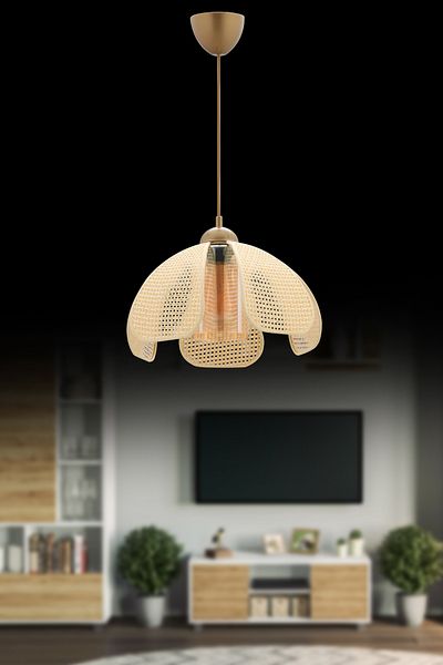 NisaLuce Nisa Luce Cream Piping Daisy Wicker Pendant - Cream