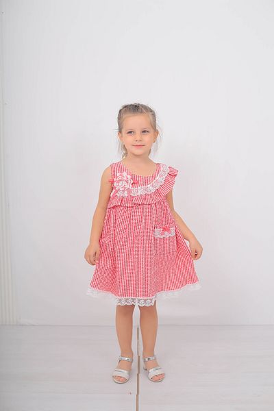 Filizdens Kids Rochie pentru fete Rochie cu flori cu detaliu din dantela Seersucker Rochie casual Imbracaminte pentru copii