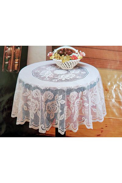 Blue Home Față de masă Fiskos din PVC cu aspect de dantelă, 90 cm, rotund-alb