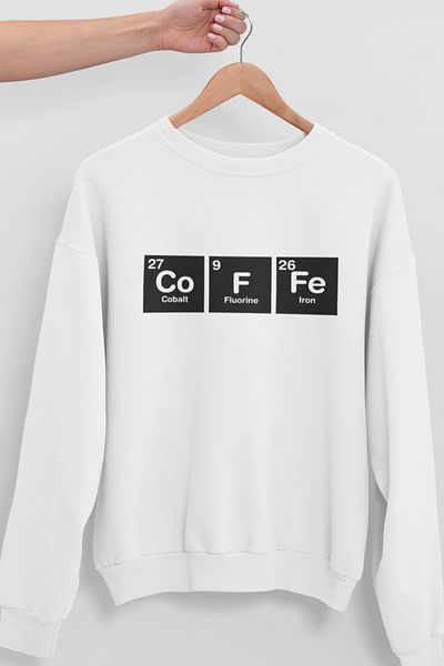 qoeuyl boutique Coffee Periodic Table Δώρο μαθητή Fun Crew Neck φούτερ