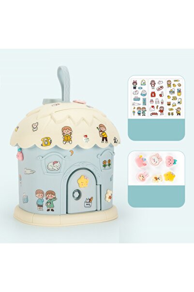 Livava حصالة منزلية لطيفة مع قفل وحزام، مع إضاءة ولاصق، باللون الأزرق 26×18