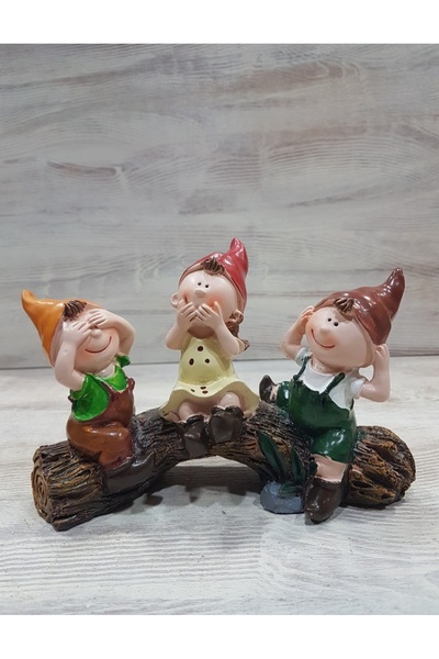 Firuze Hediyelik "Görmedim duymadım bilmiyorum" temalı ağaç üstünde dekoratif...