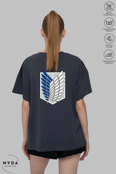 Nyda Collections Unisex Crew Neck Attack on Titan εμπριμέ βαμβακερό κοντομάνικο μπλουζάκι