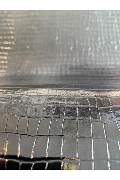 DERİONLİNE Μέγεθος Α4 Μαύρο Crocodile Printed Real Leather Hobby