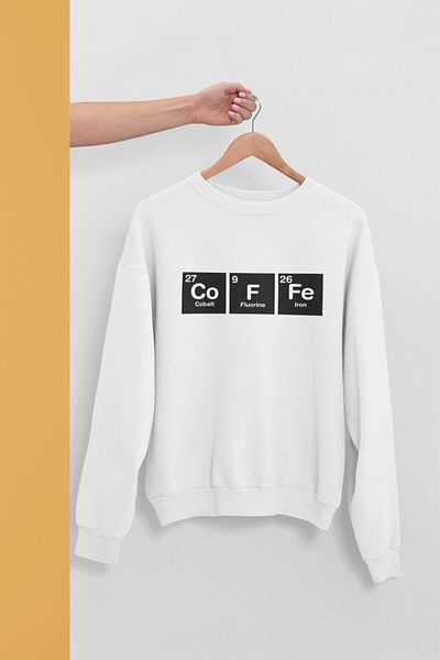 qoeuyl boutique Coffee Periodic Table Δώρο μαθητή Fun Crew Neck φούτερ