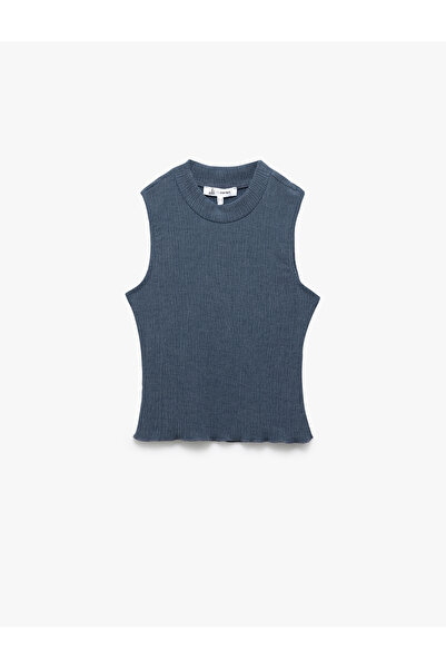 Koton Slim Fit Bisiklet Yaka Kolsuz Bürümcük Crop Üst Bürümcük