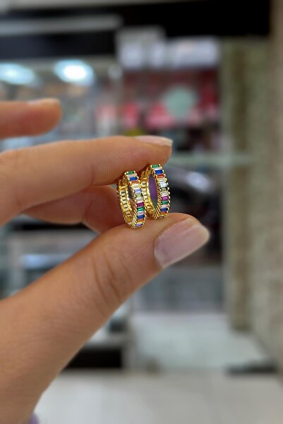 Erer Gümüş Gümüş renkli baget taşlı 12 mm küpe hr1512z3